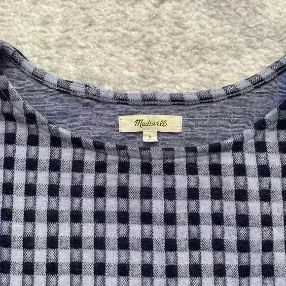 Madewell Gingham Knit Seersucker Button-Shoulder Top - Picture 4 of 6